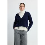 Adl Uzun Kol Triko Ceket Lacivert 11945323000 - Dropsuz
