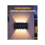 ADLAND 2 Adet Güneş Enerjili 10 LED Duvar Aplik Bahçe Balkon Dış Mekan Aydınlatma