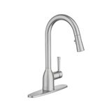 Adler 87233SRS Spot Dirençli Paslanmaz Çinko Aşağı Çekmeli Mutfak Bataryası Güç Temizleme, Düğme ve Geri Çekilebilir Çubuk, Ada Uyumlu, Klasik Stil, Modaya Uygun, Uzun Ömürlü - Ahşap