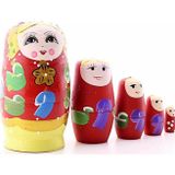 Adm Store Ahşap Tombul Iç Içe Matruşka Bebek Kırmızı Set 5li