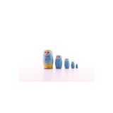 Adm Store Ahşap Tombul Iç Içe Matruşka Bebek Mavi 1 Set 5li Büyük Boy