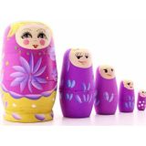 Adm Store Ahşap Tombul Iç Içe Matruşka Bebek Pembe Set 5li Büyük Boy