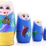 Adm Store Dekoratif Ahşap Tombul Iç Içe Matruşka Bebek Mavi Set 5li Büyük Boy