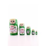 Adm Store Dekoratif Ahşap Tombul Iç Içe Matruşka Bebek Yeşil Set 5li Büyük Boy