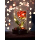Adm Store Fanusta Led Işıklı Kırmızı Yapay Gül Sevgiliye Özel Dekoratif Hediye Sevgililer Günü
