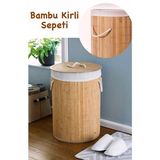 Adm Store Katlanabilir Bambu Çamaşır Sepeti Yuvarlak 35X57 cm Banyo Çamaşır Kirli Sepeti Çok Amaçlı Hasır Düzenleme Oyuncak Sepeti - 35 x 57 cm