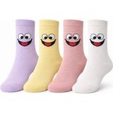 Admera Premium Admera 4'lü Kadın Gülen Yüz Nakışlı Kolej Renkli Pamuklu Emoji Çorap 36-40 - 36 - 40 - Çok Renkli