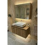 Adn Design Banyo Dolabı-Asma 2 Kapaklı-Lavabosuz Ahşap- Mdf 85 cm Alt Dolap -Mdf Aynalı Üst Dolap