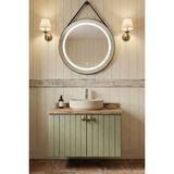 Adn Dizayn Asma 2 Kapaklı Lavabolu Ahşap-Mat Yeşil Mdf 60 cm Banyo Dolabı-Ledli Ayna