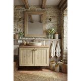 Adn Dizayn Banyo Dolabı-Asma 2 Kapaklı-Lavabolu Ahşap Masif Ladin Çam- 60 Cm-Aynalı