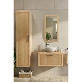 Adn Dizayn Banyo Dolabı Seti-Doğal Ahşap-Ahşap Tezgah-Boy Dolabı-Ayna-70 Cm-Çanak Lavabolu