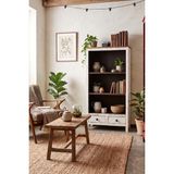 Adn Dizayn Vintage Ahşap Kitaplık Retro Çok Amaçlı Salon Dolabı Masif Raflı Kitaplık - Beyaz