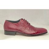 Adnan Shoes Erkek Bordo Bağcıklı Hakiki Özel Baskı Deri Dikişli Fransız Kösele Tabanlı Ökçe Topuklu El Yapımı Ayakkabı - Bordo - Bordo