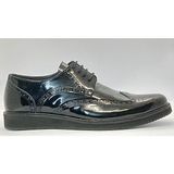 Adnan Shoes Erkek Hakiki Deri Siyah Rugan Bağlı Eva Tabanlı Oxford Ayakkabı - 024-Siyah