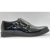 Adnan Shoes Erkek Hakiki Deri Siyah Rugan Çift Toka Oxford Ayakkabı - 024-Siyah