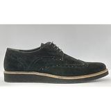 Adnan Shoes Erkek Hakiki Süet Deri Siyah Bağlı Eva Tabanlı Oxford Ayakkabı - 024-Siyah