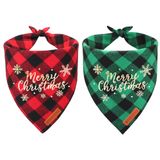 ADOGGYGO 2'li Paket Noel Köpek Ekose Bandana Üçgen Önlük Seti Evcil Hayvan Eşarp Aksesuarları Büyük ve X-Large Köpekler Evcil Hayvanlar için (X-Large, Kırmızı ve Yeşil)