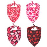 ADOGGYGO 4'lü Paket Sevgililer Günü Köpek Bandana Üçgen Köpek Atkısı Kırmızı Pembe Kalp Tasarım Sevgililer Günü Pet Bandana Büyük X-Large Köpekler Evcil Hayvanlar için (Sevgililer Günü, X-Large)