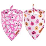 ADOGGYGO Cadılar Bayramı Köpek Bandana, Cadılar Bayramı Balkabağı Hayalet Köpek Eşarp, Birinci Sınıf Dayanıklı Kumaş, Ayarlanabilir Kesim Dişi Köpek Cadılar Bayramı Bandanaları Büyük ve Ekstra Büyük