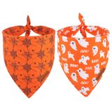 ADOGGYGO Cadılar Bayramı Köpek Bandana, Örümcek Ağı Hayalet Tasarım Köpek Eşarp, Birinci Sınıf Dayanıklı Kumaş, Büyük ve Ekstra Büyük Köpekler Evcil Hayvanlar için Turuncu Köpek Cadılar Bayramı