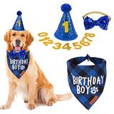 ADOGGYGO Köpek Doğum Günü Partisi Malzemeleri, Çok Beden Sunulur, Doğum Günü Erkek Köpek Bandana, Büyük X-Large Köpekler Evcil Hayvanlar için Numaralı Köpek Doğum Günü Şapkası (X-Large, Mavi)