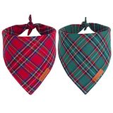 ADOGGYGO Noel Köpeği Bandana 2'li Paket, Şık Ekose Köpek Eşarp, Birinci Sınıf Pamuklu Kumaş, Birden Fazla Beden Sunulur, Orta Büyük Köpekler Evcil Hayvanlar için Noel Bandanaları (Büyük)