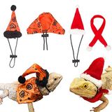 ADOGGYGO Sakallı Ejderha Cadılar Bayramı Şapkası Pelerin Kertenkele Noel Şapkası Eşarp Seti, Küçük Hayvan Cadılar Bayramı Noel Festivali Kostümü (Cadılar Bayramı ve Noel)