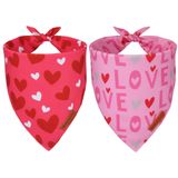 ADOGGYGO Sevgililer Günü Köpek Bandana, Kalp ve Aşk Köpek Eşarp, Birinci Sınıf Dayanıklı Kumaş, Büyük ve Ekstra Büyük Köpekler Evcil Hayvanlar için Kırmızı Pembe Köpek Sevgililer Günü Bandanaları