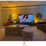 Adomar Marble Doğal Mermer Tekerlekli Küp Orta Sehpa – 120X70X40 cm - mavi beyaz