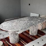 Adomar Marble Menekşe Yemek Masası - Beyaz