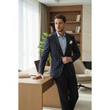 Adora Erkek Lacivert Bordo İtalyan Çizgili Slim Fit Mono Yaka Esneyen Kumaş Blazer Ceket Çok Renkli 48