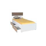 Adore Base İtalyan Meşe-Mat Beyaz 110x105x204 GxYxD Tek Kişilik 2 Çekmeceli Karyola