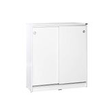 ADORE Diamond Sürgü Ray Kapaklı, Hareketli Raf Özellikli, Gömme Kulplu, Ayakkabılık, Balkon Dolabı, Banyo Dolabı, Dekoratif Çok Amaçlı Dolap, 91 x 105 x 37 cm (Genişlik x Yükseklik x Derinlik) (Beyaz)