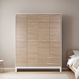 Adore London 4 Kapılı Gardırop 159x202x52 Gövde Beyaz Kapak İtalyan Meşe