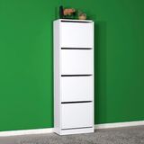 Adore Mobilya Adore Flat Duo 4 Katlı Ayakkabılık Dolabı Beyaz Yonga Levha 8 Raflı Estetik Görünüm