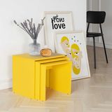 Adore Mobilya Adore Triple Zigon Sehpa - Sonoma Suntalam Malzeme ile İç İçe Kullanım 3 Adet 55x47 cm