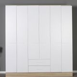 Adore Mobilya Base 206x224x52 cm 6 Kapılı 2 Çekmeceli Beyaz Gardrop