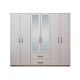 Adore Mobilya Beyaz 188x239x55 cm 6 Kapılı 2 Çekmeceli Aynalı Gardırop