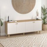 Adore Mobilya Bohem 4 Kapaklı Iç Çekmeceli Konsol - Florida Meşe/vizon 207X79X45 cm - Vizon - Bej