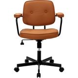 Adore Mobilya Button Çalışma Sandalyesi Koyu Hardal Suni Deri 62 x 77-87 x 60 cm Ergonomik Tasarım ve Konfor