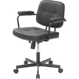 Adore Mobilya Button Çalışma Sandalyesi Suni Deri Siyah Ergonomik Tasarım ile Konforlu Kullanım 62 x 77-87 x 60 cm