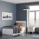 Adore Mobilya Country Bazali Tek Kisilik Karyola-Mat Lake Beyaz 105X105x205 Cm (Gxyxd)