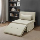 Adore Mobilya Cube Katlanır Yataklı Puf - Vizon 96X189X42.5 / 96X168X92.5 cm - Bej