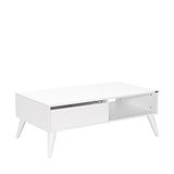 Adore Mobilya Dikdörtgen Orta Sehpa - Diamond Beyaz 16 mm Yonga Levha Geniş kullanışlı 110 x 42 x 65 cm (Genişlik x Yükseklik x Derinlik) bölme Gövde rengi retro ayaklar