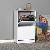 Adore Mobilya Flat Duo 2 Katlı Ayakkabılık Mat Beyaz 51x84x26 CM