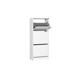 Adore Mobilya Flat Duo 3 Katlı,12-14 Çift Ayakkabı/Terlik Kapasiteli,Düşer Kapak Mekanizmalı,Estetik 6 Raflı Ayakkabılık,Antre,Koridor Ayakkabı Düzenleyici,51x119x26 cm (GenişlikxYükseklikxDerinlik) (Beyaz)