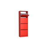Adore Mobilya Flat Duo Kırmızı 51x157x26 cm 4 Katlı Ayakkabılık Dolabı