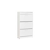 Adore Mobilya Flat Duo Mat Lake Beyaz 75x128x29 cm 3 Katlı Çekmeceli Ayakkabılık