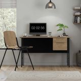 Adore Mobilya Focus Çalışma Masası Florida Meşe - Siyah 130X75X60 cm - 130x75x60cm
