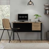 Adore Mobilya Focus Florida Meşe Siyah 130x75x60 cm Çalışma Masası